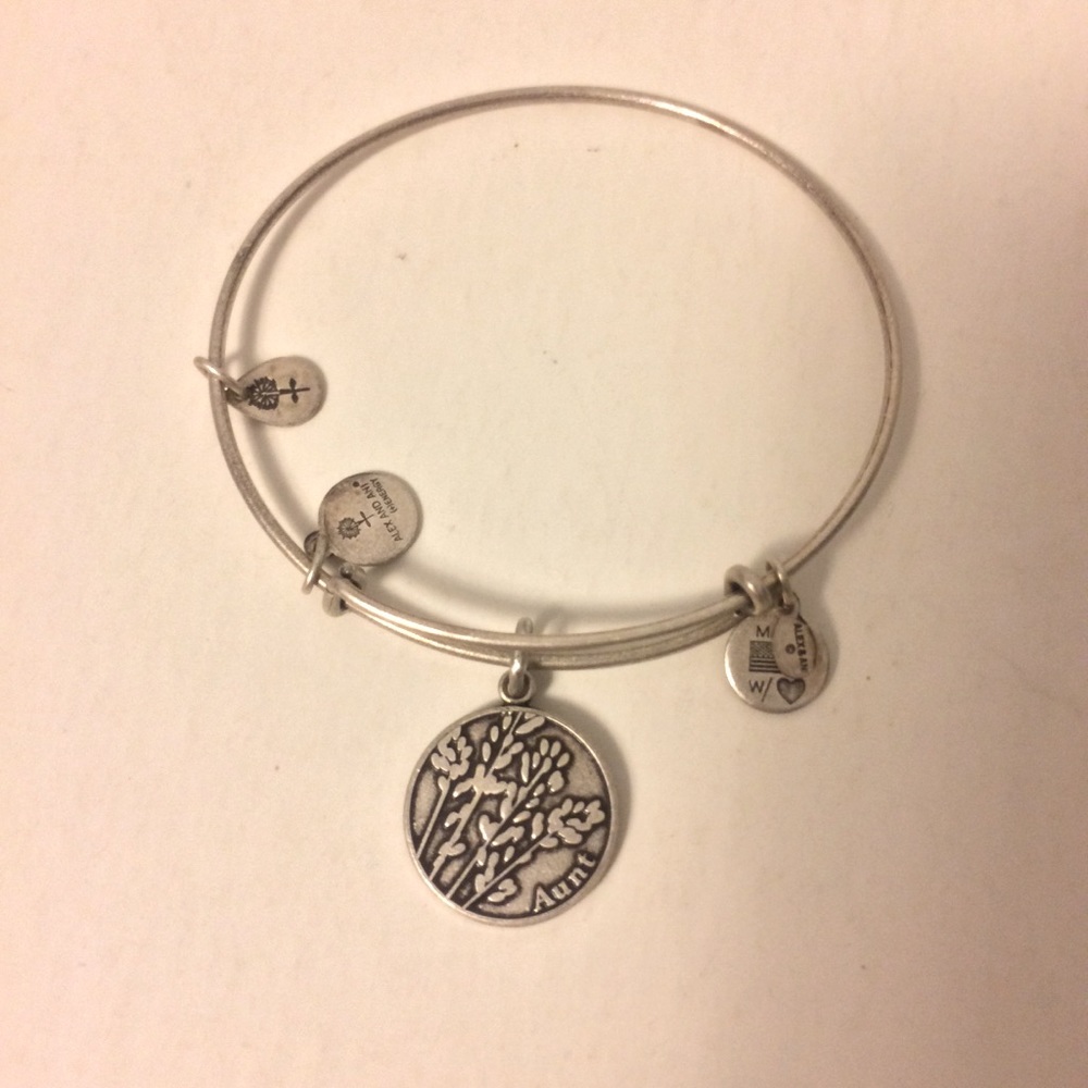 Alex & Ani Aunt charm bracelet pewter tone